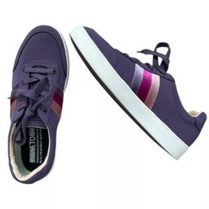 Minnetonka Gabi Purple Striped Comfort Sneakers 8.5 Retro